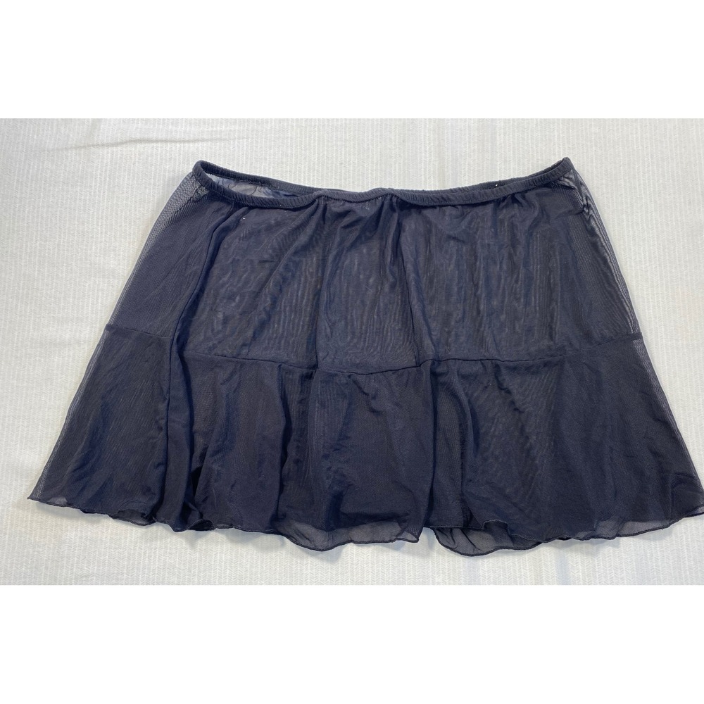 VENUS Size 14 Black Sheer Mesh Swim Skirt Cover Up Ruffle Y2K Beach